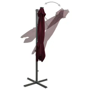 Berkfield Cantilever Umbrella with Pole and LED Lights Bordeaux Red 300cm