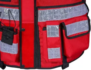 RAC3 High-Vis Security Vest, Reflective Strips, Body Camera Mount, Multiple Pockets, Fits upto 5XL, Available in 5 Colors (Red)