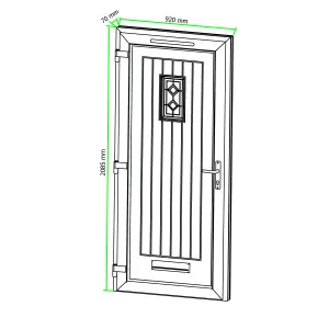 Fortia Curral Frosted Glazed White RH External Front Door set, (H)2085mm (W)920mm