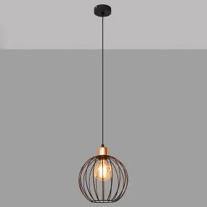 Luminosa Mercure Wire Frame Pendant Ceiling Light Black, Copper 24cm