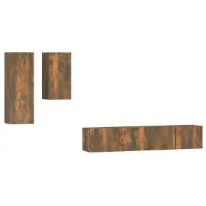 Berkfield 4 Piece TV Cabinet Set Smoked Oak Engineered Wood