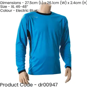 ADULT XL 46-48 Inch BLUE Goal-Keeping Long Sleeve T-Shirt Shirt Top GK Keeper