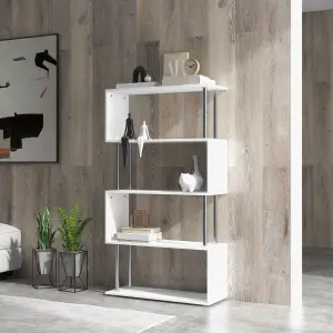 HOMCOM Wooden Storage Display Unit Bookshelf Bookcase Dividers S Shaped White