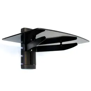 Tempered Black Glass Floating Shelf 1 Tier - M&W