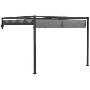 Outsunny 3 x 4m Wall Mounted Pergola with Retractable Sun Shade Canopy