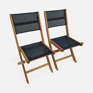 sweeek. Pair of foldable wooden garden chairs Almeria Black 54x58.7x89 cm