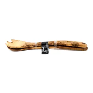 Olive Wood Natural Grained Rustic Kitchen Dining Salad Server (L) 20cm