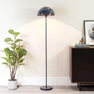 ValueLights Stassi Navy Blue Single Stem Standing Floor Lamp with Dome Lampshade for Living Room Lounge Hallway Light