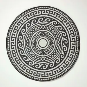 Homescapes Enid Aztec Black & White Round Outdoor Rug, 180 cm