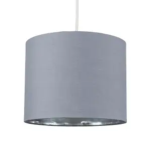 ValueLights Reni Grey and Chrome Small Ceiling Pendant Light Shade