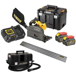 Dewalt DCS520T2 54v XR FLEXVOLT Plunge Saw 165mm 2x 6.0ah Guide Rail DCV586M Vac