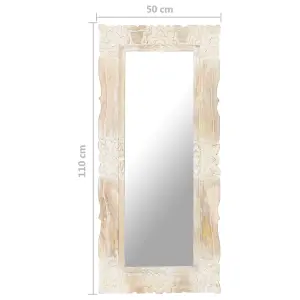 Berkfield Mirror White 110x50 cm Solid Mango Wood