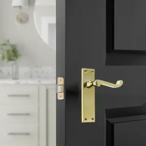 Door Handles Scroll Lever Internal Latch - Brass Pack Hinges 150 x 40mm