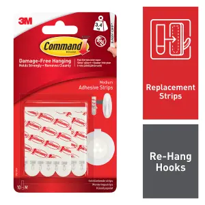 3M Command Medium White Adhesive strip (Holds)3.4kg, Pack of 10