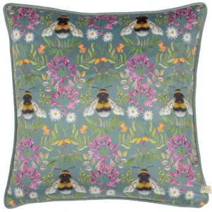 Wylder House of Bloom Zinnia Bee Repeat Piped Feather Filled Cushion