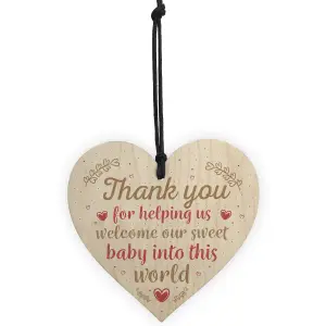 Red Ocean Handmade Wooden Heart Plaque Gift For Midwife Midwives Nurse Newborn Baby Thank You Gift