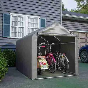 Birchtree Large Grey Backyard Waterproof Bicycle Motorbike Storage Tent PE Shed