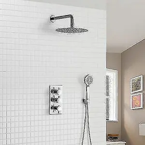 CALLA SLIM WALL SHOWER HEAD & HANDSET 2 WAY 3 DIAL CONCEALED THERMOSTATIC MIXER