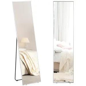 HOMCOM Full Length Mirror Dressing Mirror Wall-Mounted Entryway Black Frame