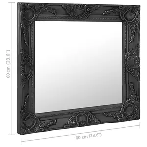 Berkfield Wall Mirror Baroque Style 60x60 cm Black