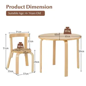 Costway 5-Piece Kids Table and Chair Set Children Wooden Activity Table 4 Curved Chairs