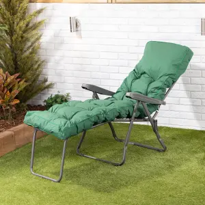 Alfresia Sun Lounger, Charcoal Frame with Green Classic Cushion