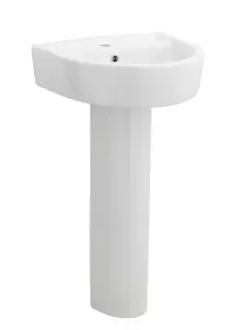 D Shape 1 Tap Hole Basin & Full Pedestal - 420mm - Balterley