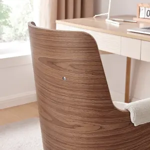 Furniturebox UK Hoomz Cream fabric and Wood Office Chair