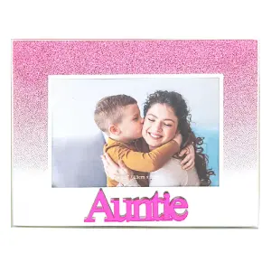 Chic Pink Glitter Auntie Glass Picture Frame with Acrylic Letters - 5 x 3.5