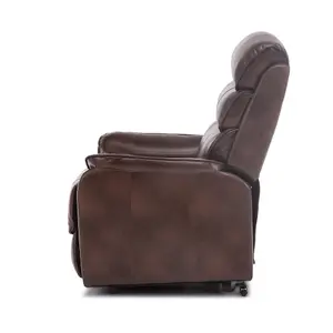 Buckingham Single Motor Electric Rise Recliner Bonded Leather Armchair Sofa Mobility Chair (Brown)