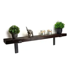 Maryvonne Oak Bracket Shelf with Reclaimed Wood Walnut / 24cm H x 180cm W x 14.5cm D