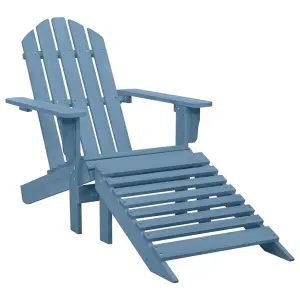 Berkfield Garden Adirondack Chair with Ottoman Solid Fir Wood Blue