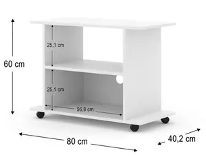 TV Stand in White Matt - W400mm x H600mm x  W800mm