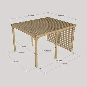 Shade Pergola - Wood - L300 x W420 cm - Rustic Brown