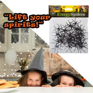 Halloween Spiders Decoration Trick or Treat Party Pack of 40 3.5cm x3.5cm  Black