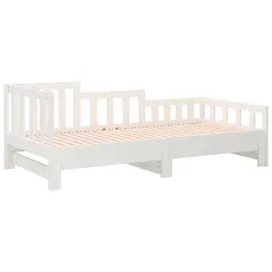 Berkfield Pull-out Day Bed White 2x(90x200) cm Solid Wood Pine