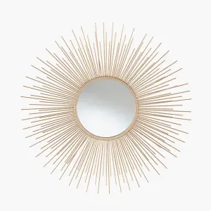 Gold Metal Starburst Design Round Wall Mirror