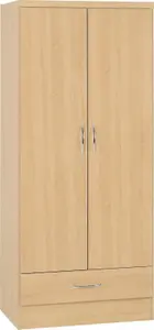 Nevada 2 Door 1 Drawer Wardrobe in Sonoma Oak Effect