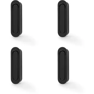 4 PACK Flush Sliding Pocket Door Pull Handle - Matt Black 70mm x 19mm Radius Edge