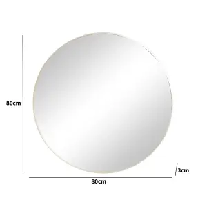 Melody Maison Large Round Champagne Gold Wall Mirror - 80cm x 80cm