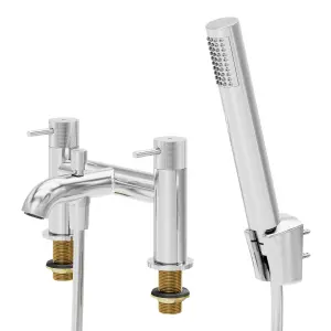 GoodHome Owens Gloss Chrome effect Deck-mounted Bath mixer tap with shower kit