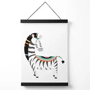 Zebra Tribal Animal Medium Poster with Black Hanger