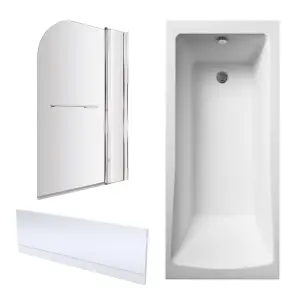 Bath Suite-1700x750mm Square Bath, Front Panel and Round Screen with Fixed Panel