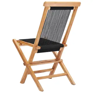 Berkfield Folding Garden Chairs 2 pcs Solid Teak Wood and Rope