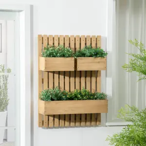 Outsunny Wooden Garden Planters with Trellis Wall-mounted Raised Garden Bed