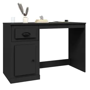 Berkfield Desk with Drawer Black 115x50x75 cm Engineered Wood