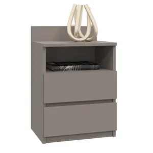 Abril 2 Drawer Bedside Table Grey