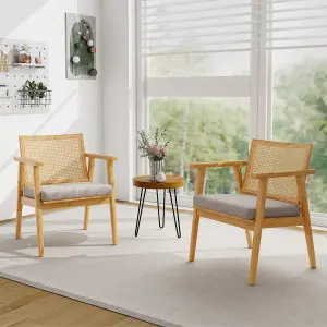 Costway Wooden Accent Chair Modern Upholstered Arm Chair Reading Leisure Chair