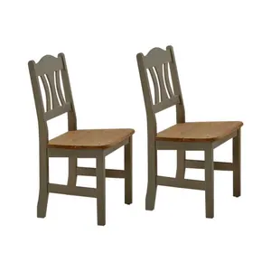 Kristel Solid Wood Dining Chair (Set of 2) Grey/Leach coloured