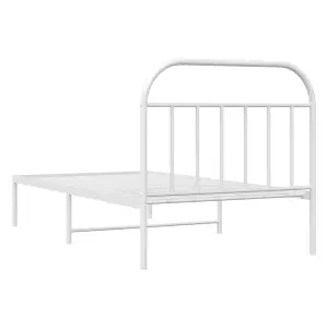 Berkfield Metal Bed Frame with Headboard White 107x203 cm